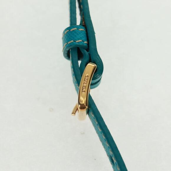 PRADA Shoulder Bag Safiano leather Turquoise Blue Gold Auth 159879SAV - Picture 14 of 16